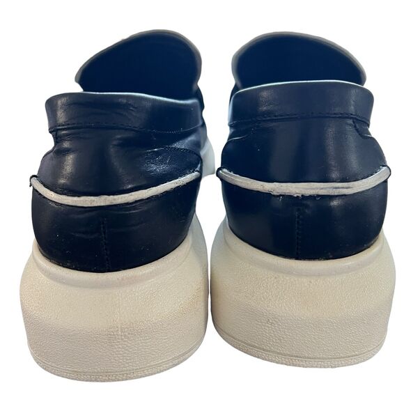 ALEXANDER MCQUEEN Two Tone Leather Loafers Black White Size 39 - Picture 7 of 12